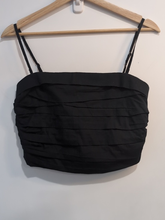 Abercrombie & Fitch Tops - Abercrombie & Fitch Black Ruched Cropped Top Adjustable/Removable Straps Medium